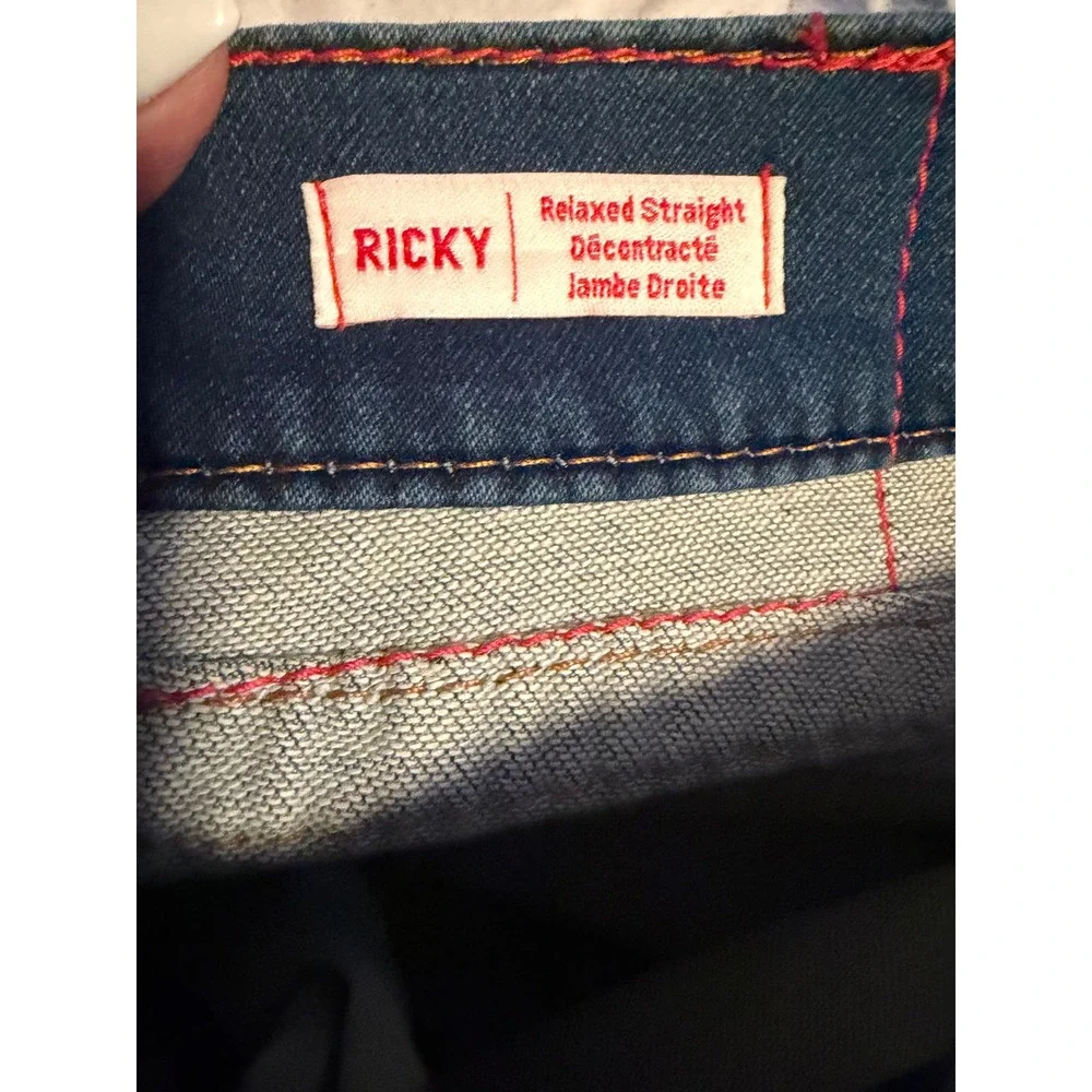 True Religion Jeans Mens 40x31 Blue Ricky Relaxed Straight Flap Pocket Y2K